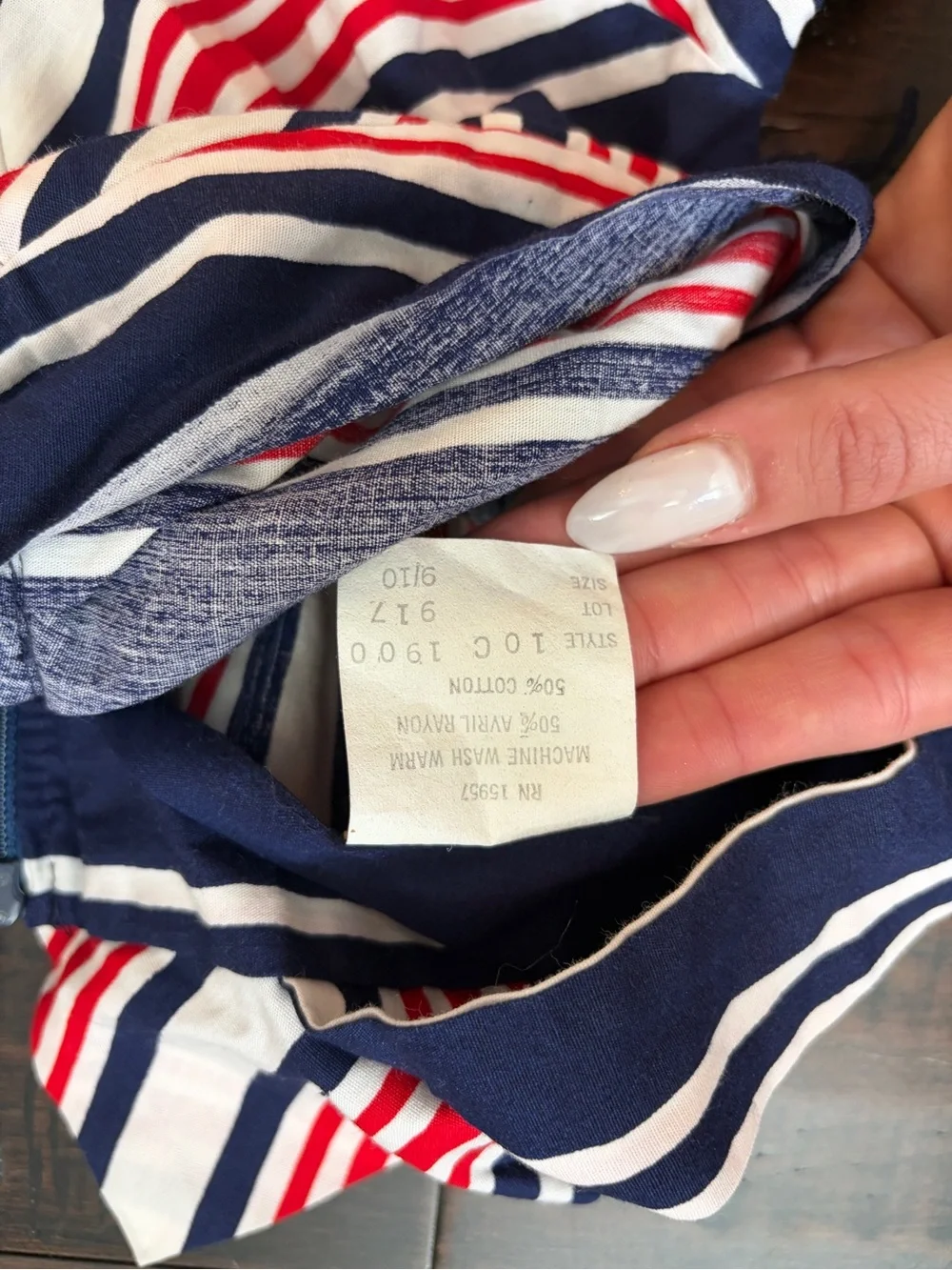 Vintage Navy Striped Sundress with Red & White Accents 4th of July Summer 90’s - Picture 5 of 10